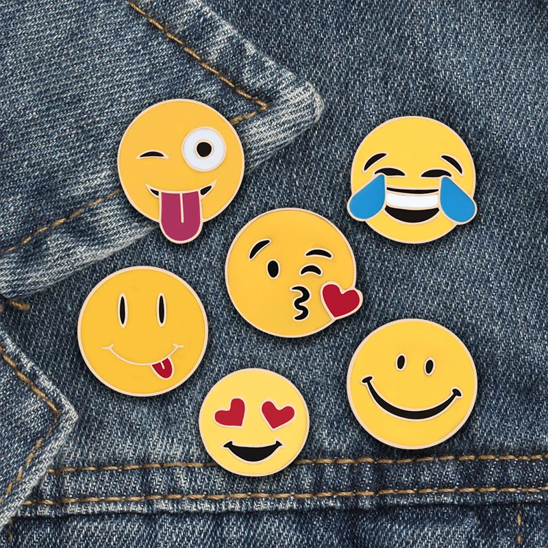 

6pce/set Chat Smile Facial Expression Enamel Pins And Brooches Clothes Badges Backpack Icons Shoes Package Accessories Jewelry