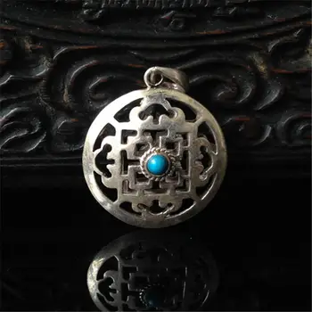 

T9091 Tibetan Mandala Amulets Pendants Nepal 925 Sterling Silver Handmade Vintage Charms Free Ship