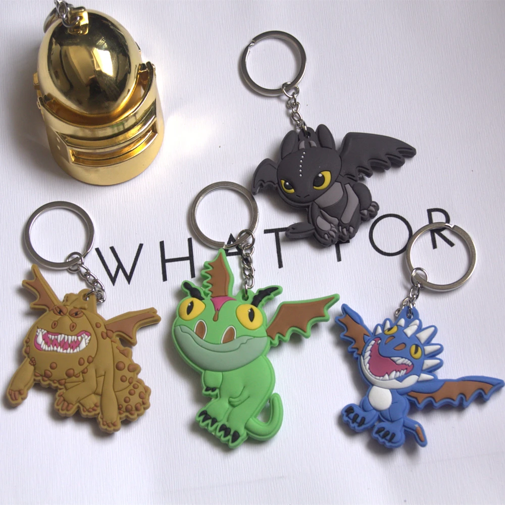

Anime Cartoon How to Train Your Dragon Night Fury Soft PVC Keyring Keychain Two Sided Key chain