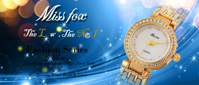 Beautiful Gold Watch Miss Fox Fashion Alloy Belt Stainless Steel Women Watches Small White Pink Gems Bracelet Clasp Stell Clocks (3)