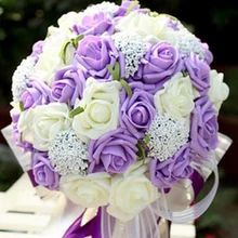 Романтические Свадебные невесты розы Искусственные цветы Свадебные букеты ручной работы свадебные букеты