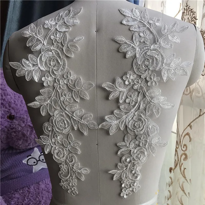 5PCS 35*14.5cm White Pink Red Wedding Dresses Lace Applique Accessories Embroidery Sew-On Fabric DIY Trim | Дом и сад