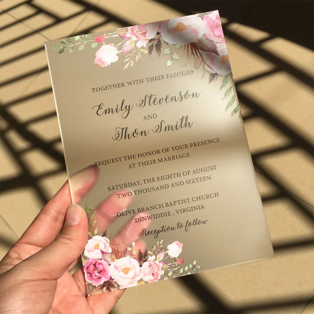  Customized Sample Set Rustic Water Color Style 5x7inch Frosted Acrylic Wedding Invitation Cards SHI - 32855012891