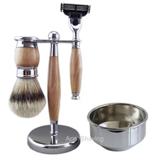 Набор для бритья из металла и дерева, набор для бритья с серебряным наконечником, щетка для волос барсука, бритвенный держатель, мыльница для бороды