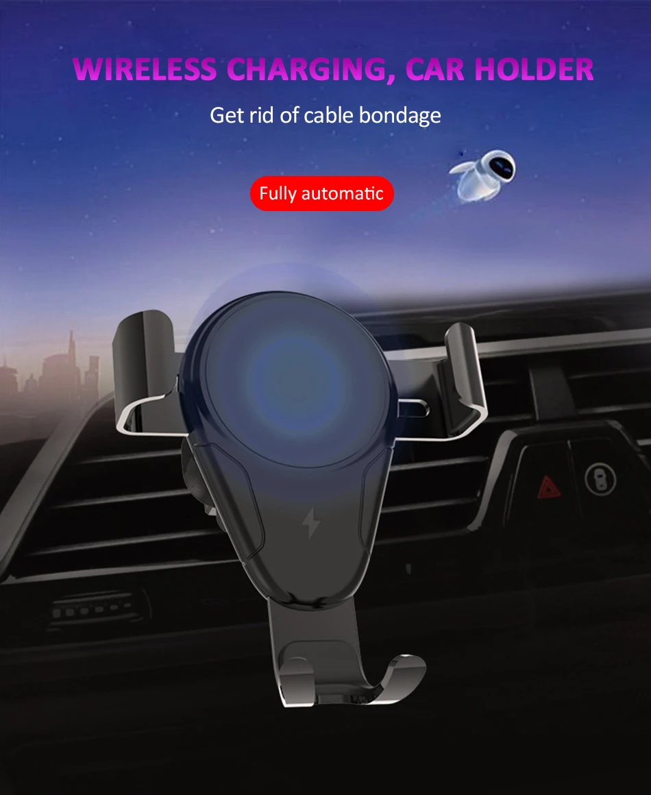 !ACCEZZ 2 in 1 Car Stand Quick Wireless Charger For iPhone 8 X Xiaomi HUAWEI Mount 360 Degree Sticky ABS Phone Wireless Charging (1)