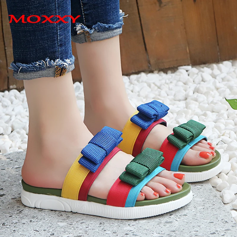 

2019 New Ladies jelly Fashion Slippers Women Summer Women Slipper Outdoor Blue Bow Beach Sandals Female Slides zapatos de mujer