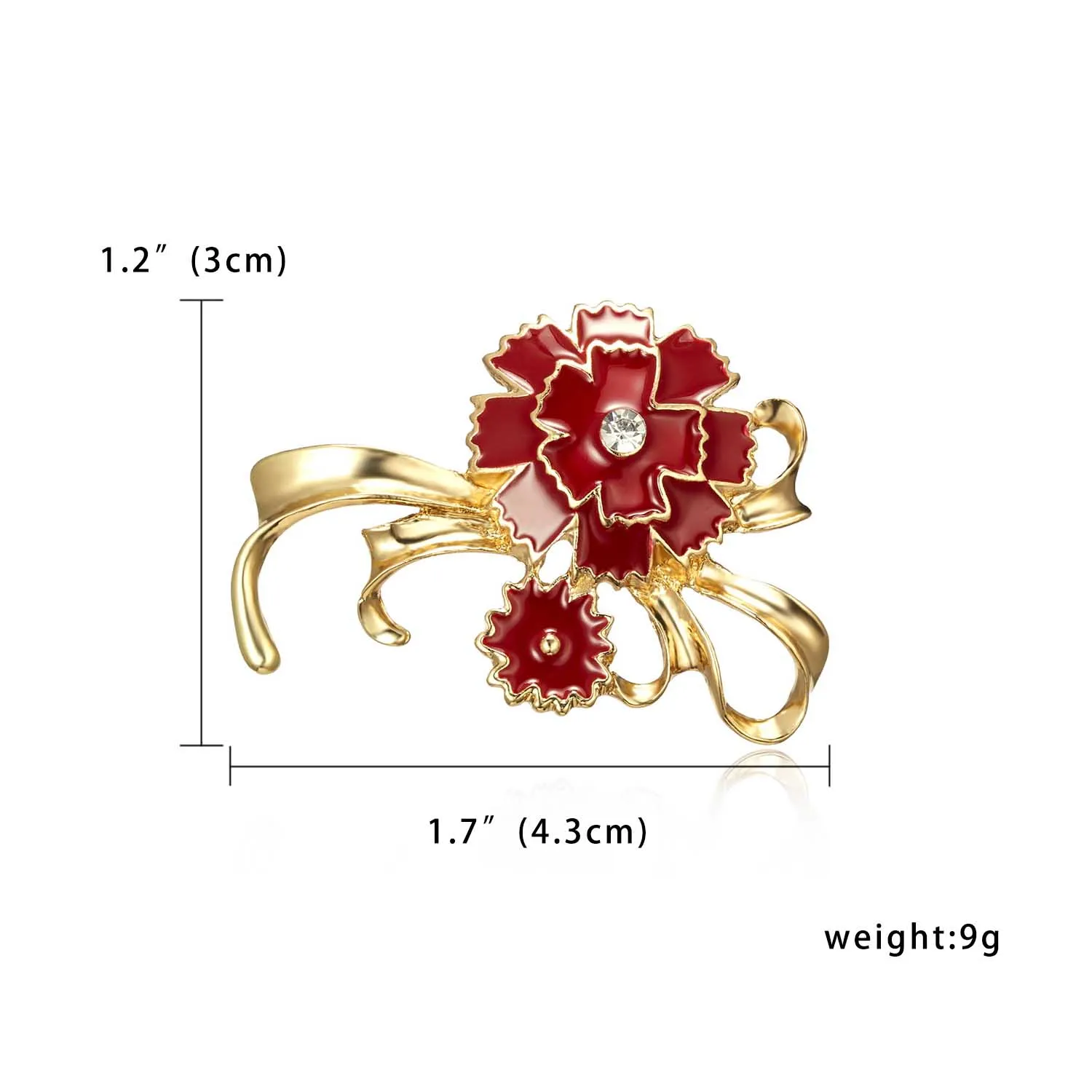 Брошь на день матери, подарок, Красная эмаль, кристалл, бант, брошь в виде гвоздики, в форме цветка, Женская Брошь, шикарная одежда, ювелирные изделия, аксессуары, ремесло - Окраска металла: 20