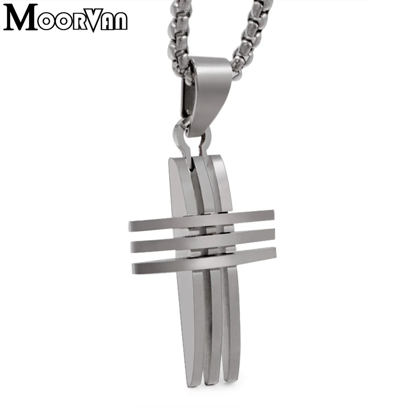 Moorvan cool ожерелье из нержавеющей стали с крестом для мальчика серебряные