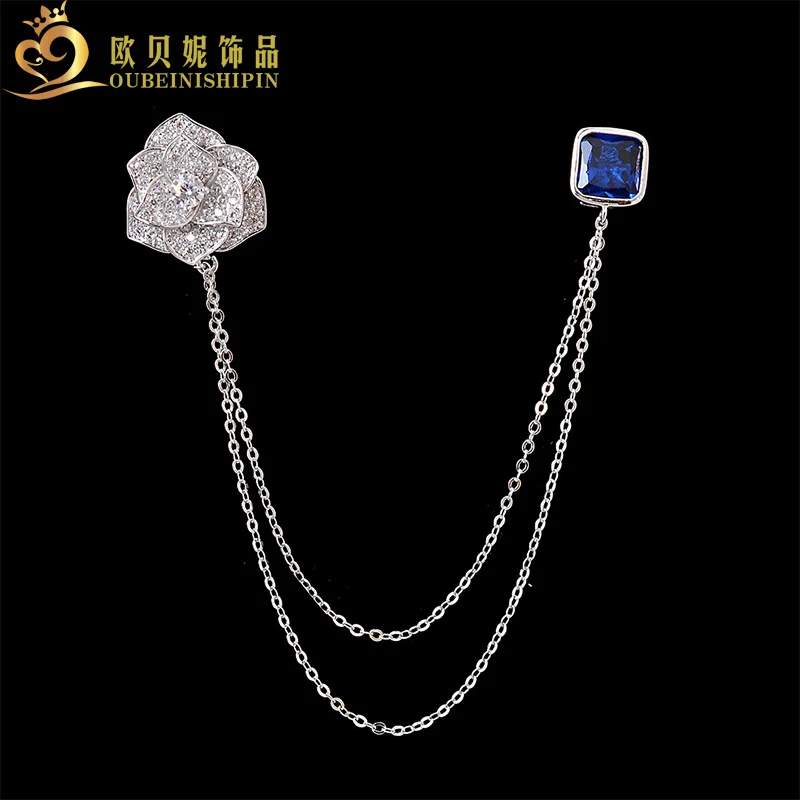 AUDIDI Brooches Pins, Fany Flower Woman Gold Brooch Top Quality Cubic Zircon Crystal Jewelry Flower Women Wedding Brooch Hot Selling Women Scarf Pin