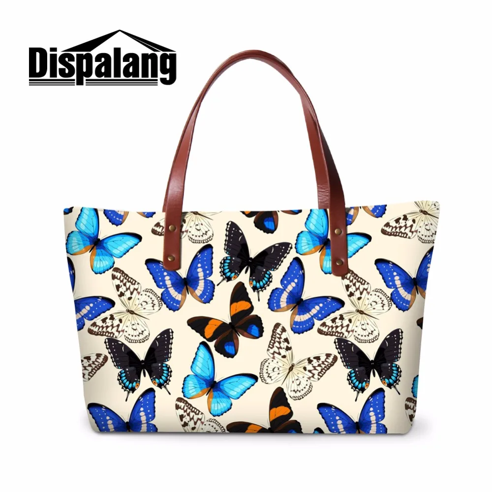 Dispalang Large Capacity Handbag Butterfly Pattern Shoulder Hand Bag Big Summer Tote bag Side ...