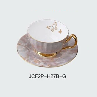 1 Set Creative Hand-drawn Ceramic Coffee Cup With Saucer European Style Coffee Cup Marble Pattern Ceramic Milk Cup 6ZDZ486 - Цвет: H27B-G