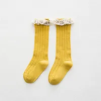 Lawadka Kid Princess Girls Socks Children's Knee High Socks with Lace Baby Leg Warmers Cotton Spring Style 2