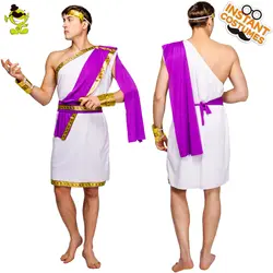 QLQ взрослых Для мужчин римские костюм ролевая игра традиционные римские одежда фиолетовый и белый Цвет Косплэй римские карнавал Вечерние