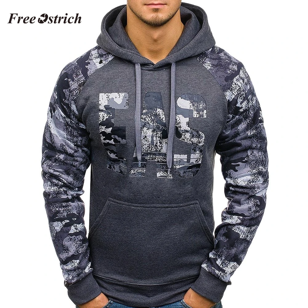 

Free Ostrich Men's Eas Letter Casual Hooded Sweatshirt Full Sleeve In Camouflage Casual Autumn Hoodies Tops Outwear For Men