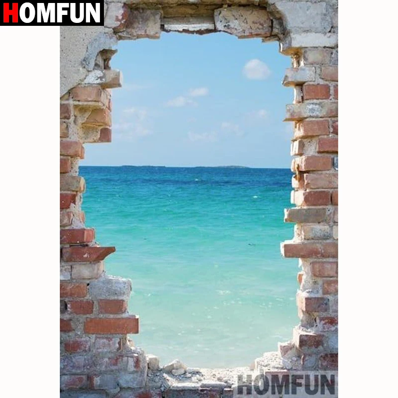 HOMFUN 5D Diy Diamond Painting Cross Stitch &quotSea scenery&quot Home Decor Full Rhinestones Inlay Embroidery A18292 | Дом и сад