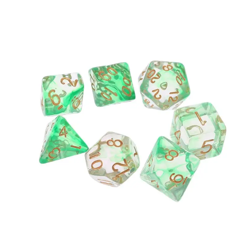 7 шт./компл. прозрачная двусторонняя D4 D6 D8 D10 D12 D20 Dungeons & Dragon D RPG поли настольная игра