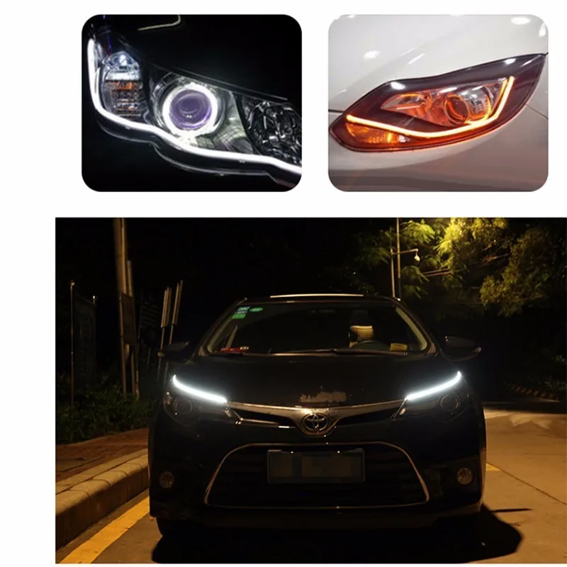 

2X 30cm 45cm 60cm DRL Flexible LED Strip Pipe Daytime Running Lights Turn Signal Angel Eyes Car Styling White / Yellow / Blue