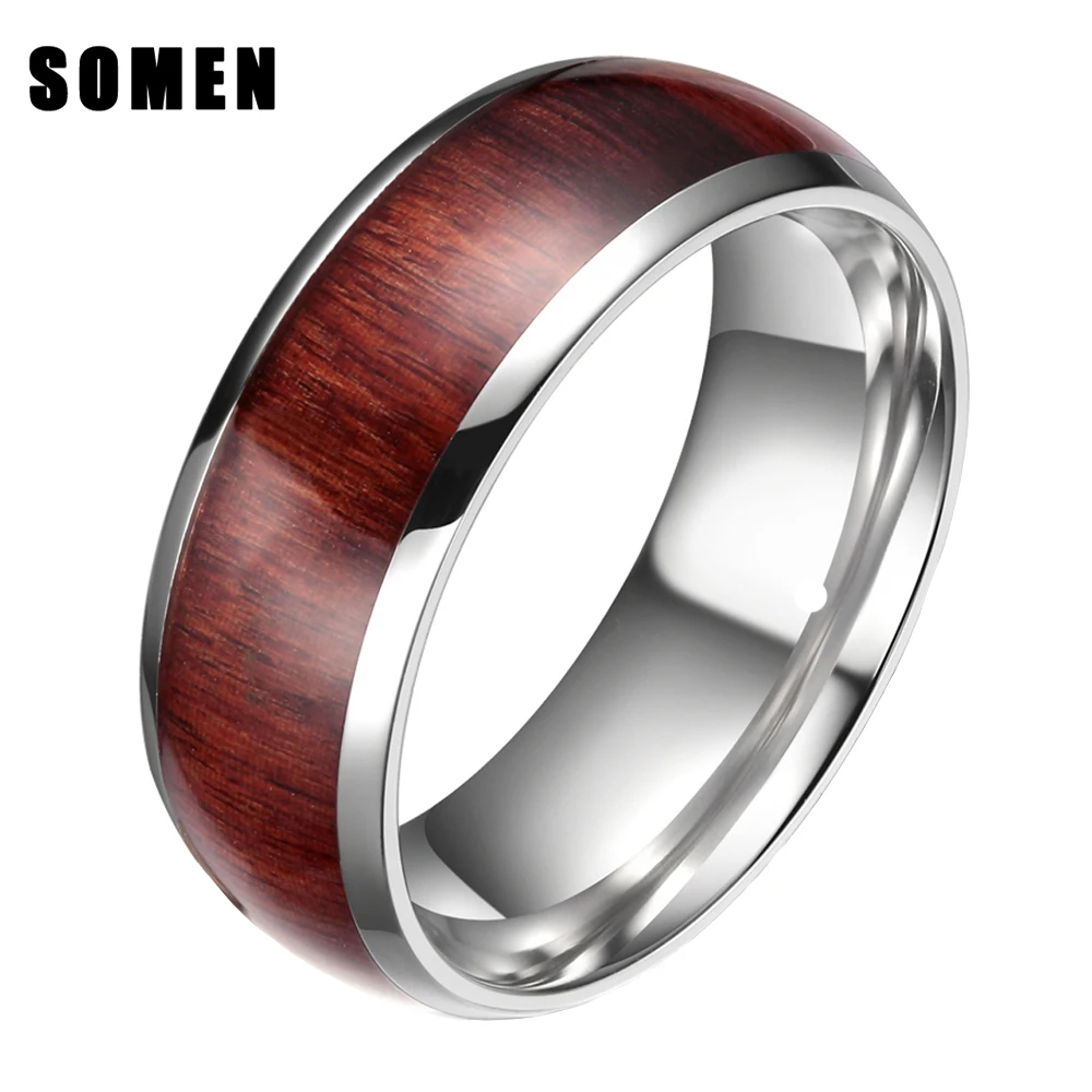 8mm men wood inlay ring engagement wedding band mahogany wooden inlay ring comfort fit fashion jewelry - Wooden Wedding Rings For Men 8mm men wood inlay ring engagement wedding band mahogany wooden inlay ring comfort fit fashion jewelry - Wooden Wedding Rings For Men