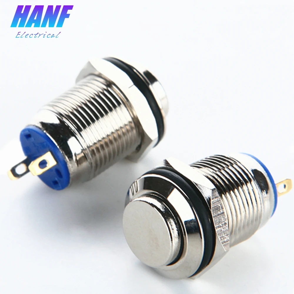 

1pcs 12mm High Head Waterproof Metal Push Button Switch Momentary Pin 2 Terminal 1NO