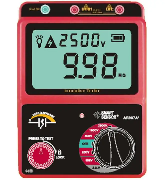 

Resistance Meter Digital Insulation Rated Voltage 100V/250V/500V/1000V/2500V Megohmmeter AC/DC Voltage Tester Ohm Meter