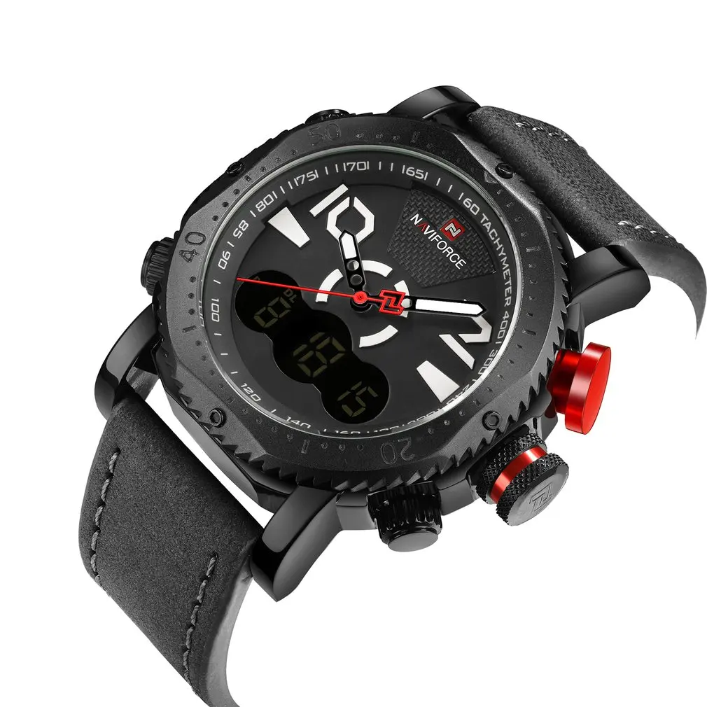 

NAVIFORCE Men's Fashion Sport Watches Men Quartz Analog LED Clock Man Leather Military Waterproof Wrist Watch