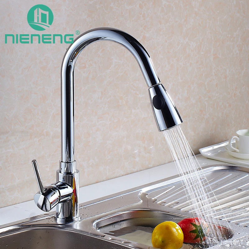 

Nieneng Kitchen Faucet Mixer Pull Out Kitchen Tap 360 Rotate Copper Chrome Swivel Sink Mixer Tap Accessories ICD60387