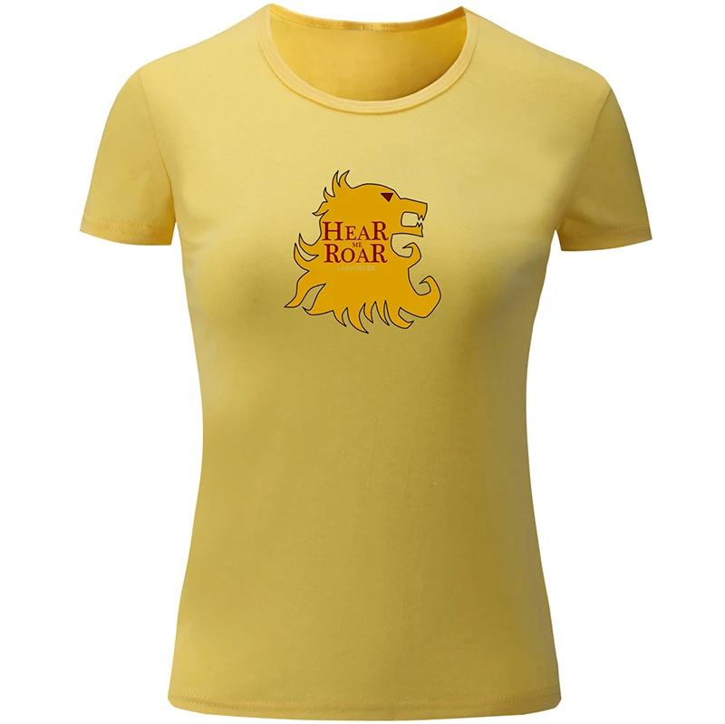 Женская футболка с принтом в виде Золотого льва и дома Lannister Hear Me Roar хлопковая