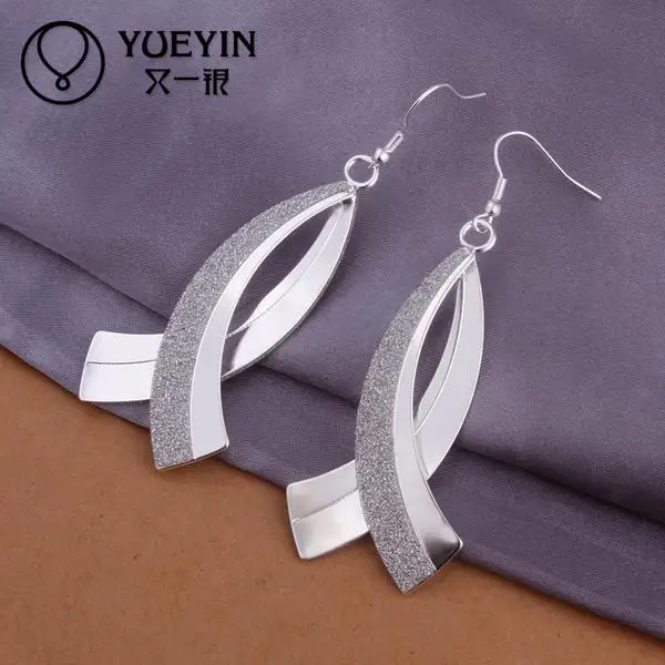 

silver plated pendant earrings Wholesale silver plated long Dangle earrings for women wedding jewelry Female Rhinestone