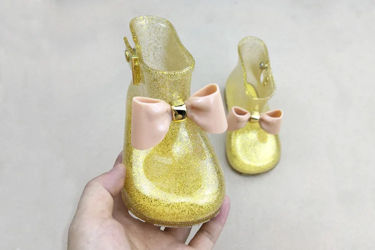 Детские резиновые сапоги для маленьких девочек туфельки Эльзы Детские Резиновые Нескользящие резиновые сапоги из ПВХ водонепроницаемая обувь для маленьких девочек Водонепроницаемая прозрачная обувь