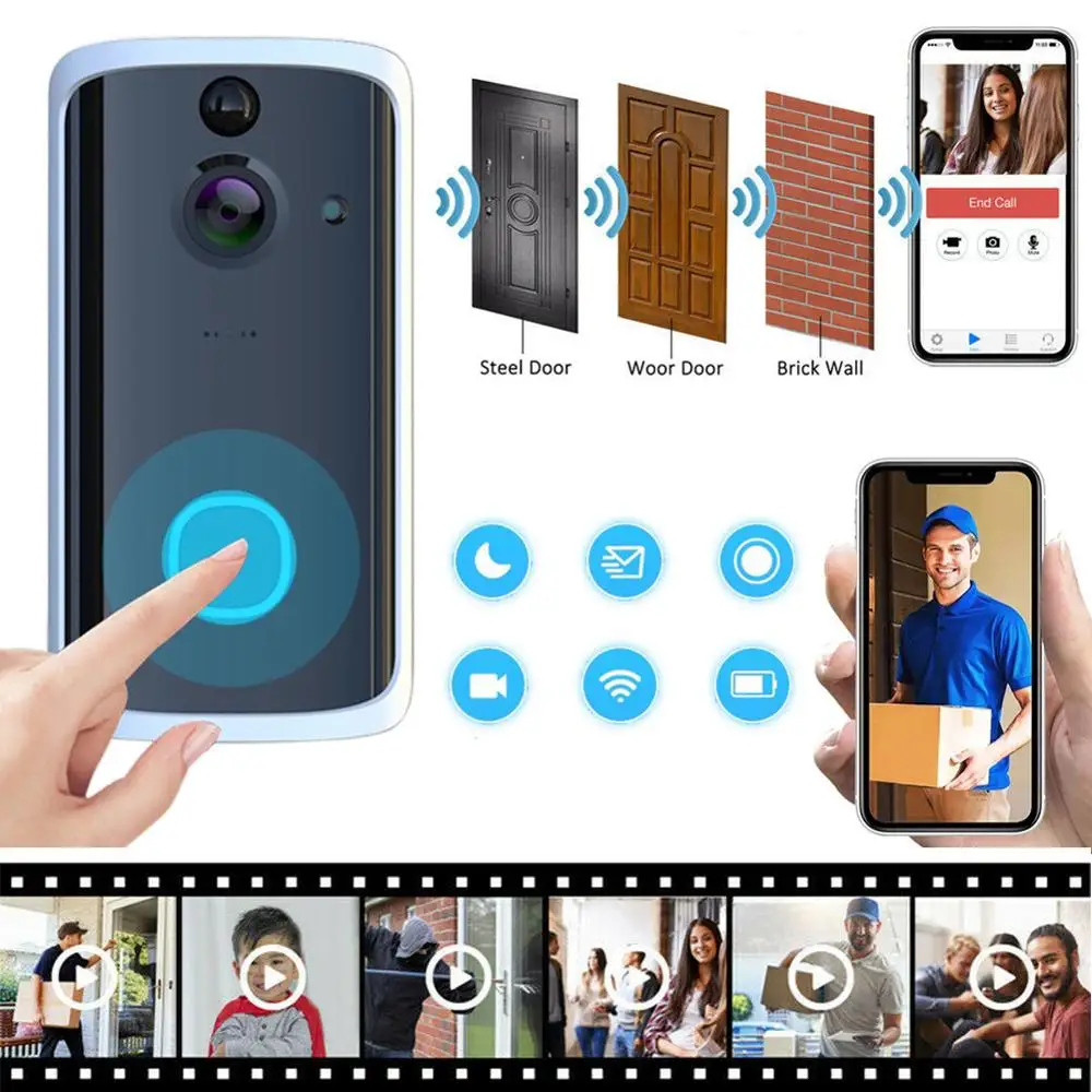 Wifi дверной звонок Smart ip видеосвязь видео дверной звонок, камера M12 для квартиры ИК-сигнализация беспроводная камера безопасности