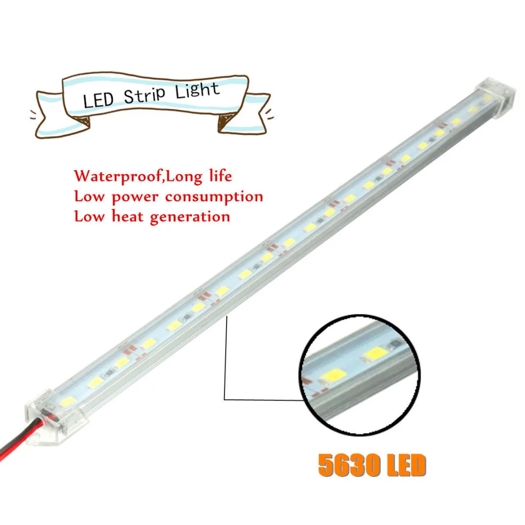 2Pcs 30cm 12V Clear White 21LED 5630 SMD Car Bar Cabinet Interior Strip Light