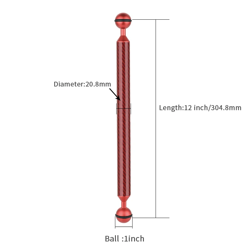 Углеволоконный зажим с двумя шаровой головкой для дайвинга фотографии плавучесть плавучих Arm Камера подводный набор лотков Сверхлегкий 5/6/7/8/9/10/11/12 дюймов