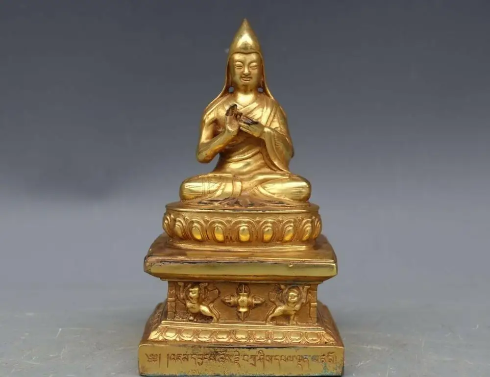 Тибетский буддизм Старая Бронза Медь лама Tsong kha pa Tsongkhapa статуя
