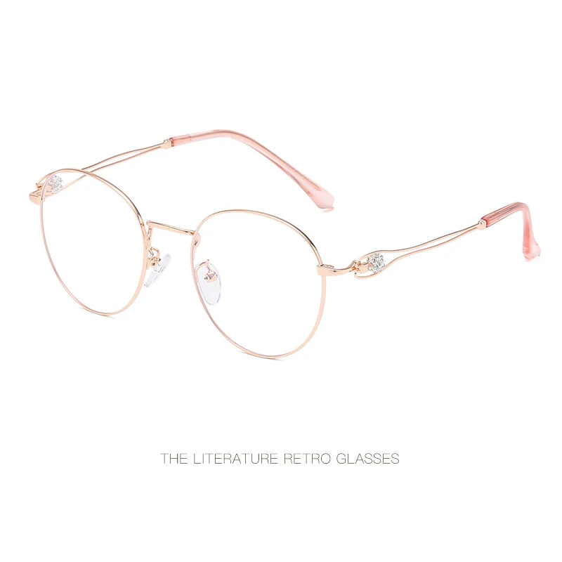 Корейская версия изысканной круглой оправы металлические плоские зеркальные модные декоративные очки для глаз могут быть оснащены оправой для близорукости