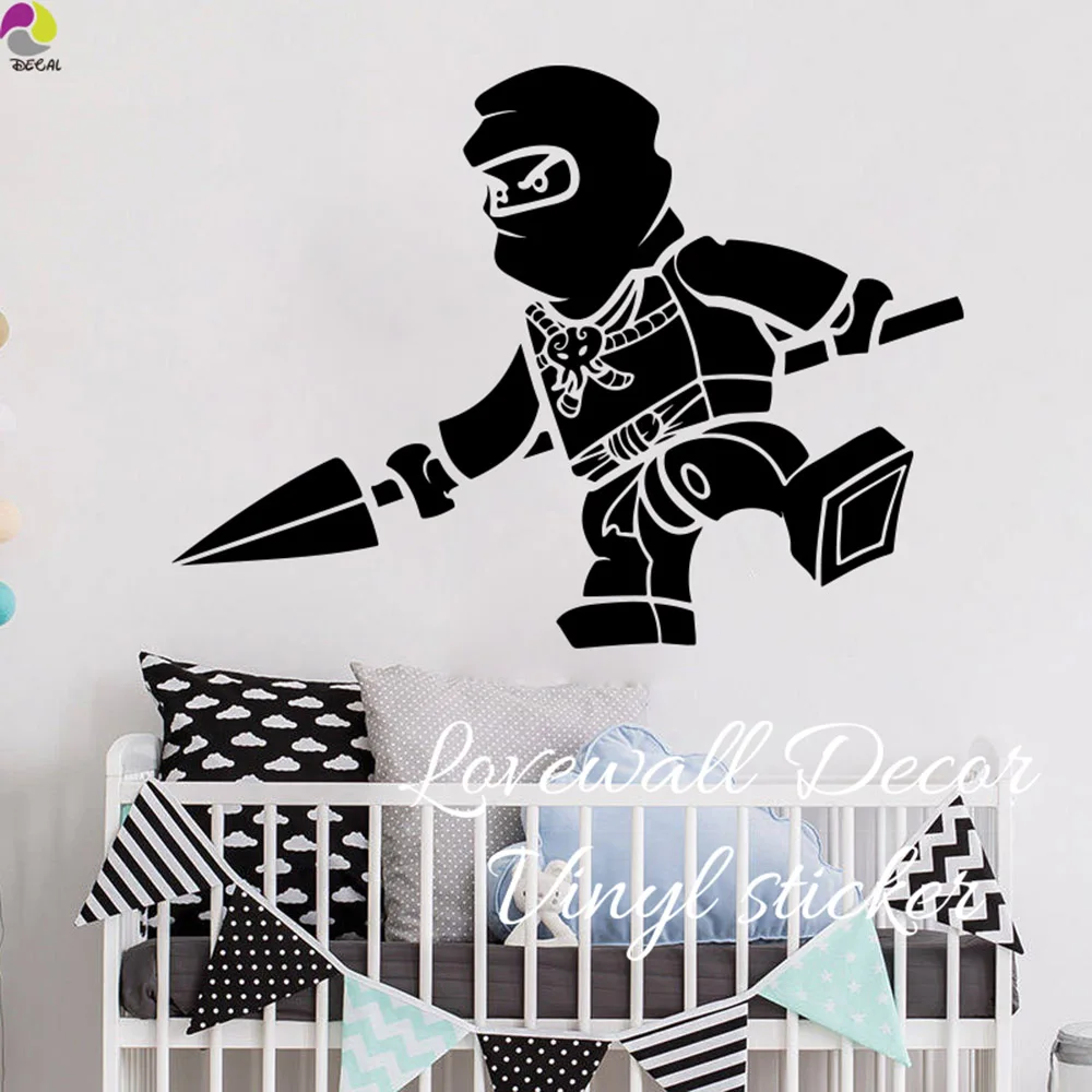 الكرتون ليغو Ninjago جاي الرمح جدار ملصق بوي غرفة حضانة الطفل لطيف خارقة سلاح صائق غرفة الاطفال الأطفال غرفة الفينيل