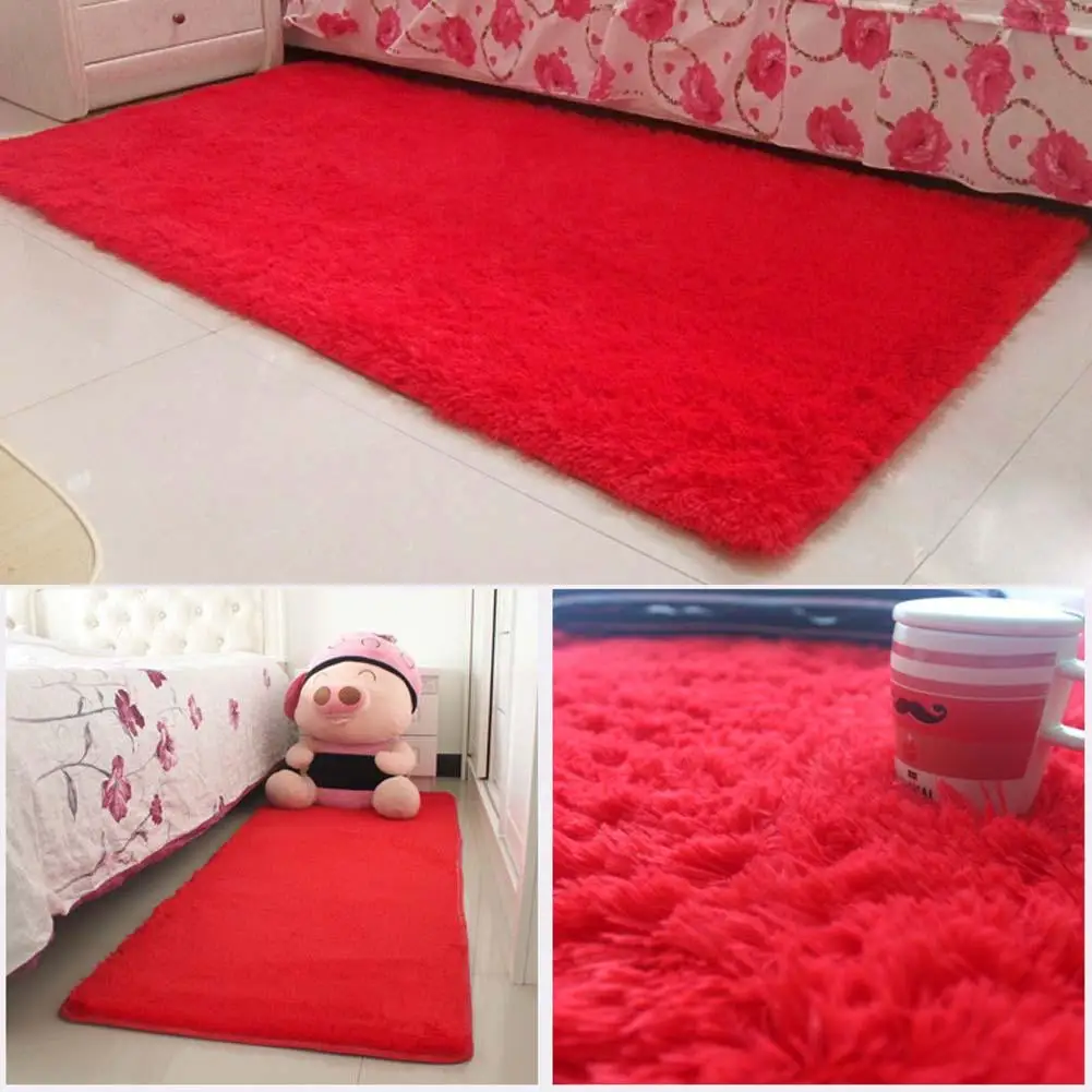 

Hot Fluffy Rugs Anti-Skiding Shaggy Area Rug Dining Room Carpet Floor Mat Red shaggy rugs shag rugs APJ PML