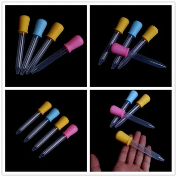

2pcs 12*2cm Silicone Plastic Feeding Medicine Liquid Ear Eye Graduated Pipette Dropper 5ml for School Lab Supplies color random
