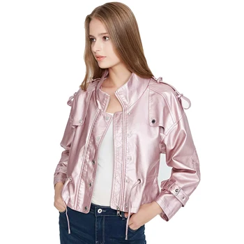 

Women Black PU Leather Jackets 2019 Spring-Autumn Ladies Fashion Bomber Coats Bat Sleeve Oversize Jacket Girls Chic Outfits Tops