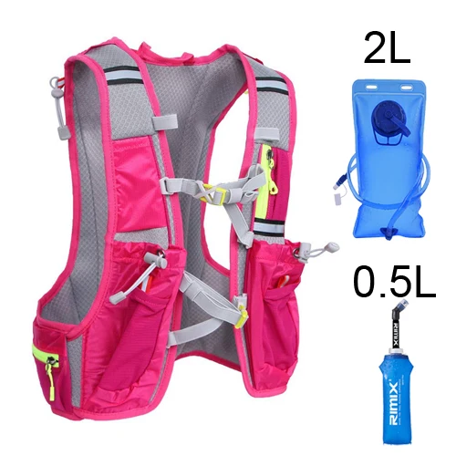 Мужской женский рюкзак для бега, 15L XL, для занятий спортом на открытом воздухе, для бега, походов, марафона, фитнеса, гидратационный жилет, упаковка 2л, сумка, 500 мл, чайник - Цвет: 2L AND 500ML