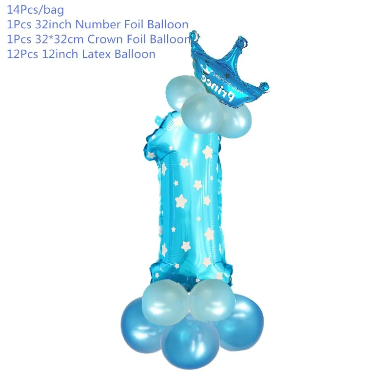 Chicinlife на первый день рождения, декор для мальчиков и девочек 1st баннер на день рождения воздушные шары для детей Baby Shower Юбилей Пол раскрыть вечерние поставки - Цвет: Blue