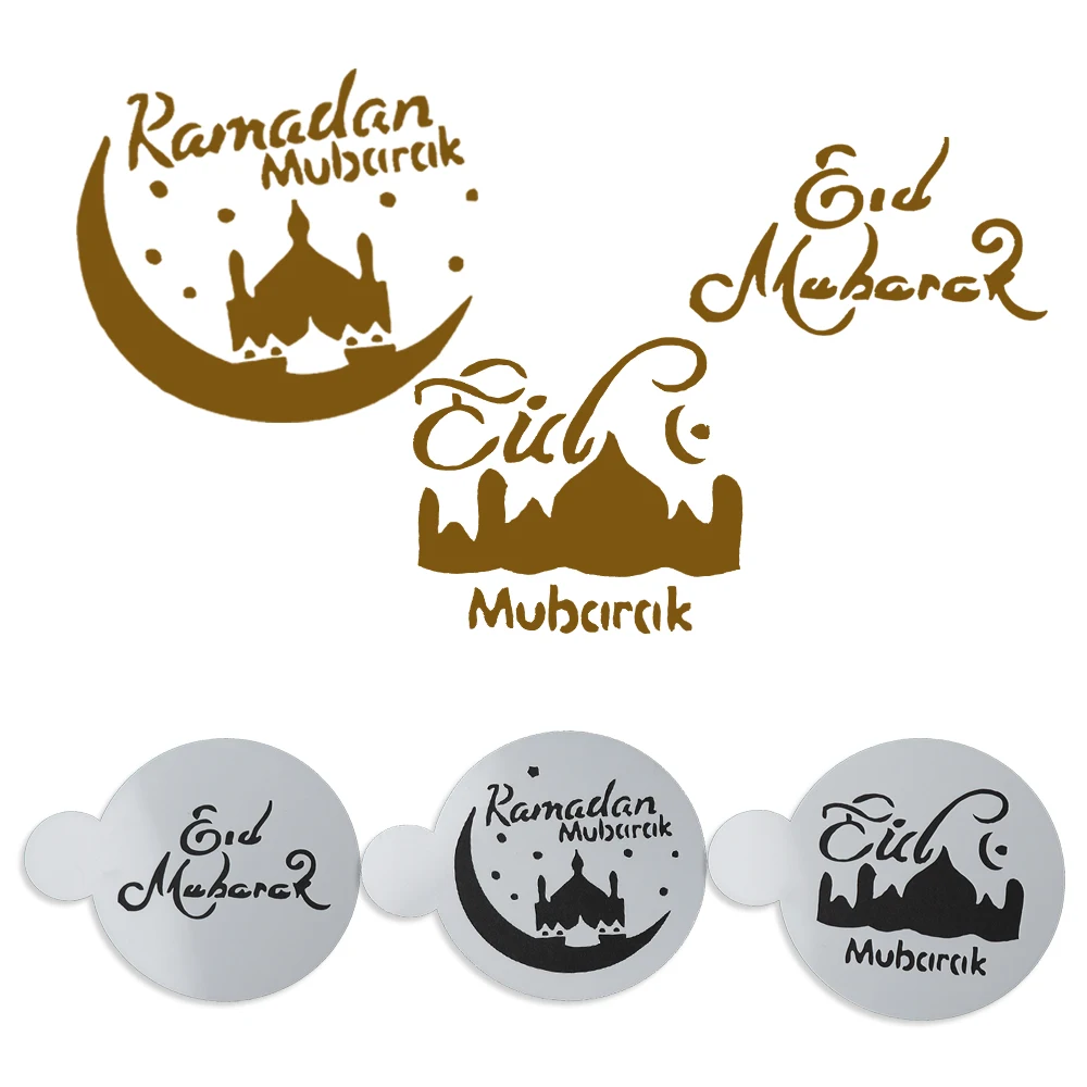 3 шт./компл. набор пластиковых трафаретов для Mosque Eid Mubarak полых штампов шаблон