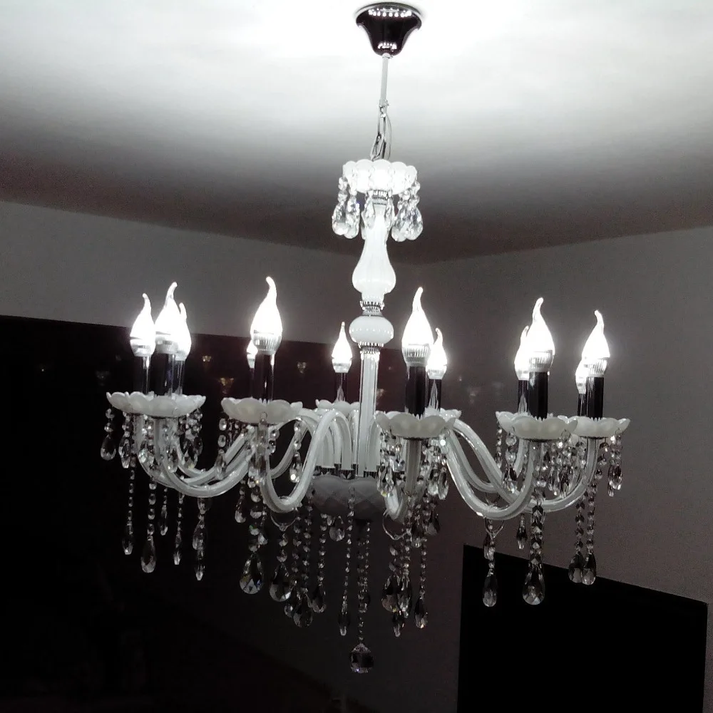 Luxury European crystal candle Living Room Chandelier bedroom White