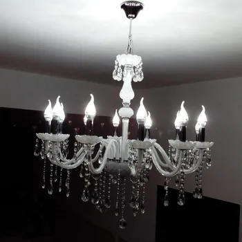 

Luxury European crystal candle Living Room Chandelier bedroom White Glass Light Dining room Ceiling chandelier
