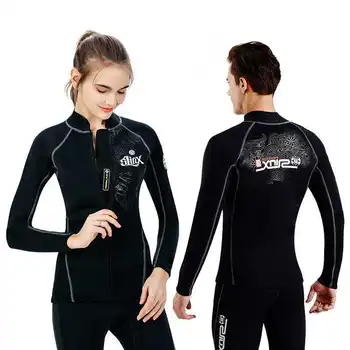 

2MM Neoprene Long Sleeve Wetsuit for Men Women Front Zipper Diving Jacket Top Surf Scuba Swimming Snorkeling Diving Suit Shirt