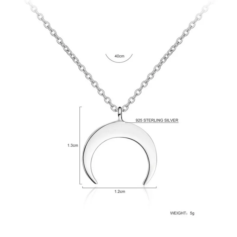 Fengxiaoling 925 пробы серебряные простые гладкие лунные ожерелья и подвески для женщин креативные модные вечерние ювелирные изделия