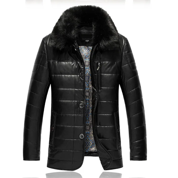 LONMMY 6XL 7XL 8XL длинный кожаный Тренч, мужские куртки, повседневная кожаная куртка из искусственной замши с меховым воротником, Мужская ветровка зима - Цвет: black