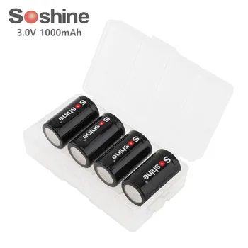 

Soshine 4Pcs/lot 3V 1000mAh CR2 Lithium Battery with Portable Battery Box for LED Flashlights / Headlamps High Quality