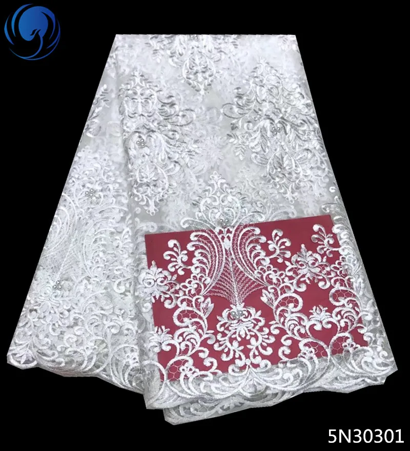 

Beautifical french lace fabric latest african laces 2018 mesh embroidery african lace fabric 5yards/lot white for wedding 5N303