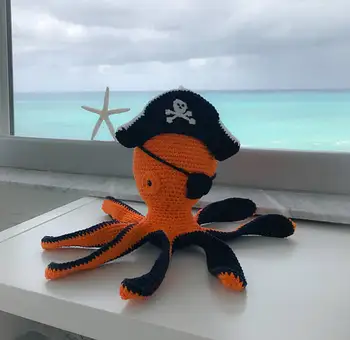 

Amigurumi Crochet corsair Sailor Octopus toy doll rattle