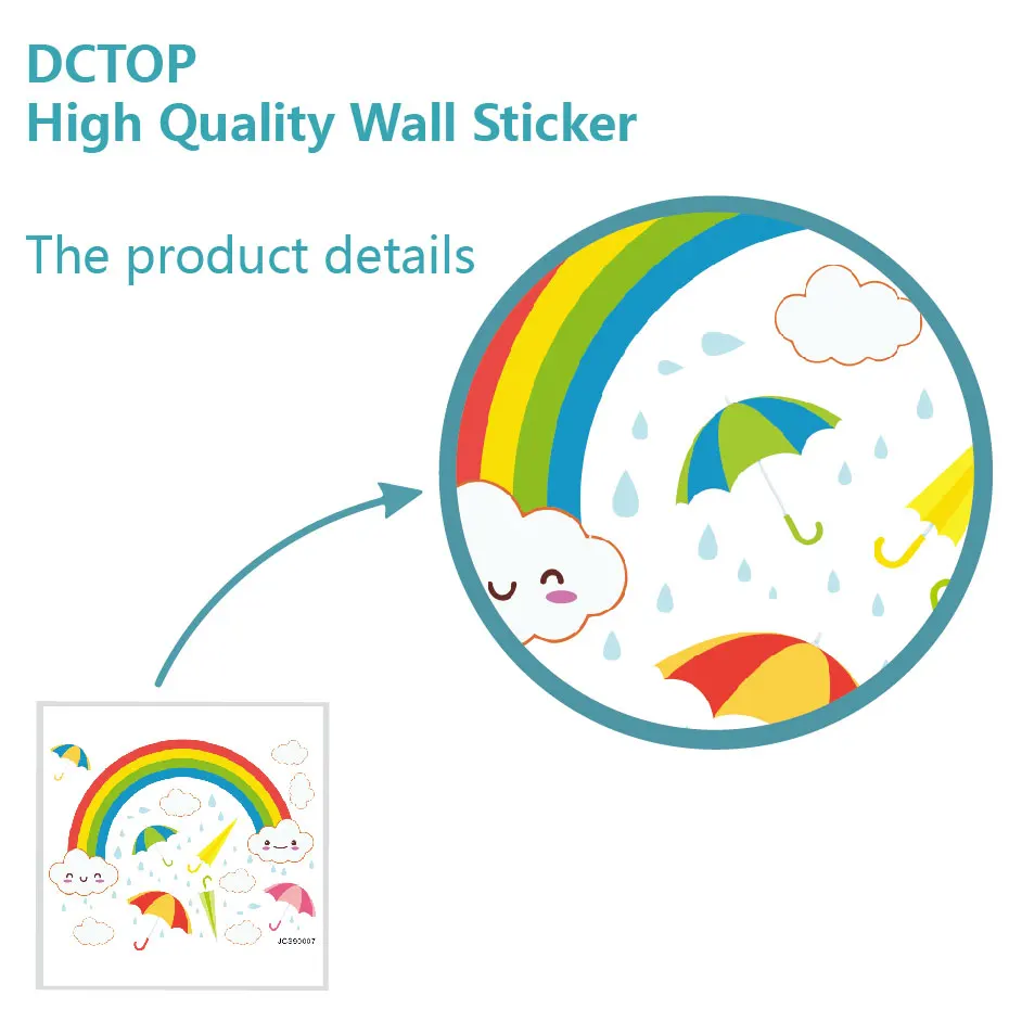 Cute Cloud and Rainbow umbrella Wall Decal Children's Kids DIY Art Vinyls Stickers Living Room Bedroom Home Decorative Wallpaper